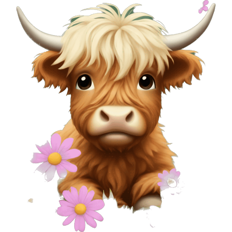 Baby highland cow flowers emoji