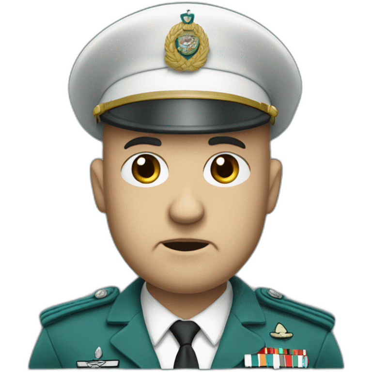 Bald 50 years old white angry military man with teal beret and idf uniform emoji