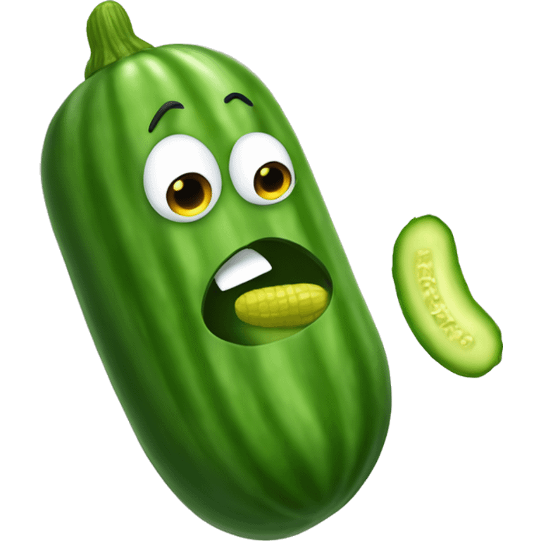 Cucumber eating a pickle emoji