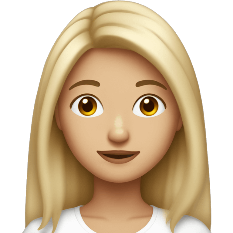 una chica de tés blanca y pelo lacio color castaño claro  emoji