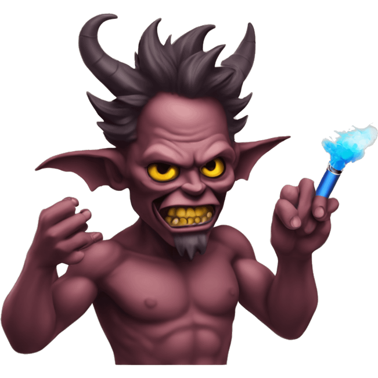 Demon hitting a vape pen emoji