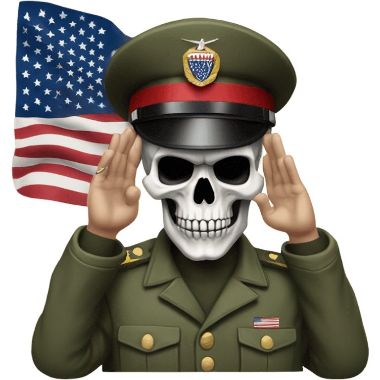 Saluting skull with the American flag emoji