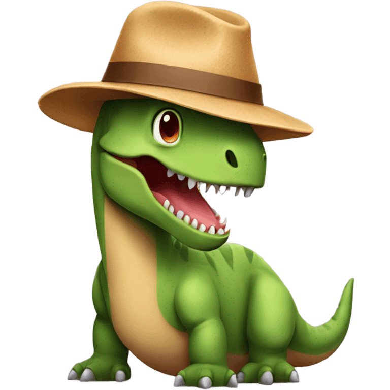 Dinosaur wearing a hat sending love emoji