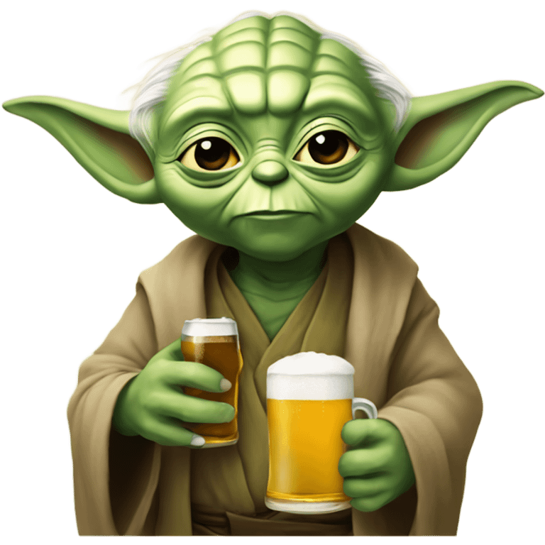 Yoda with a beer emoji