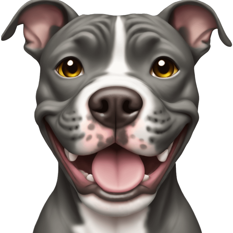 Blue brindle pitbull who is smiling emoji