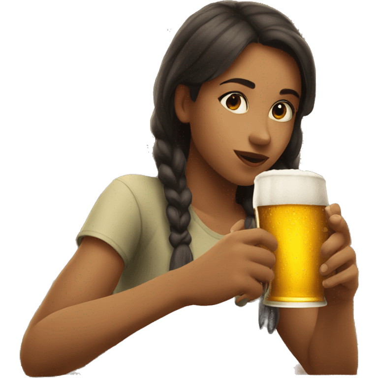 Girl drinking beer emoji