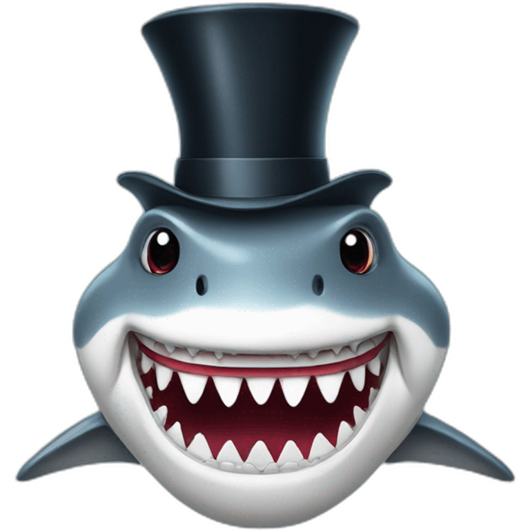 Shark with a top hat emoji