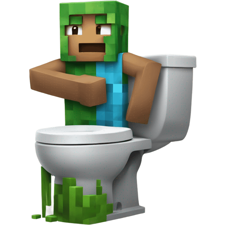 A Skibidi toilet fighting a creeper from Minecraft  emoji