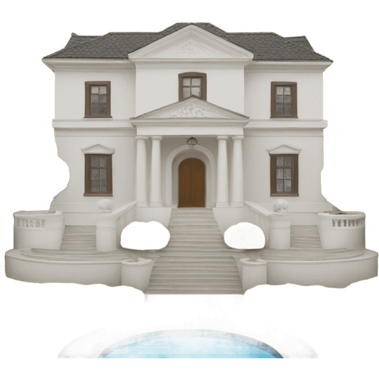 a white villa with two lions infront of it emoji