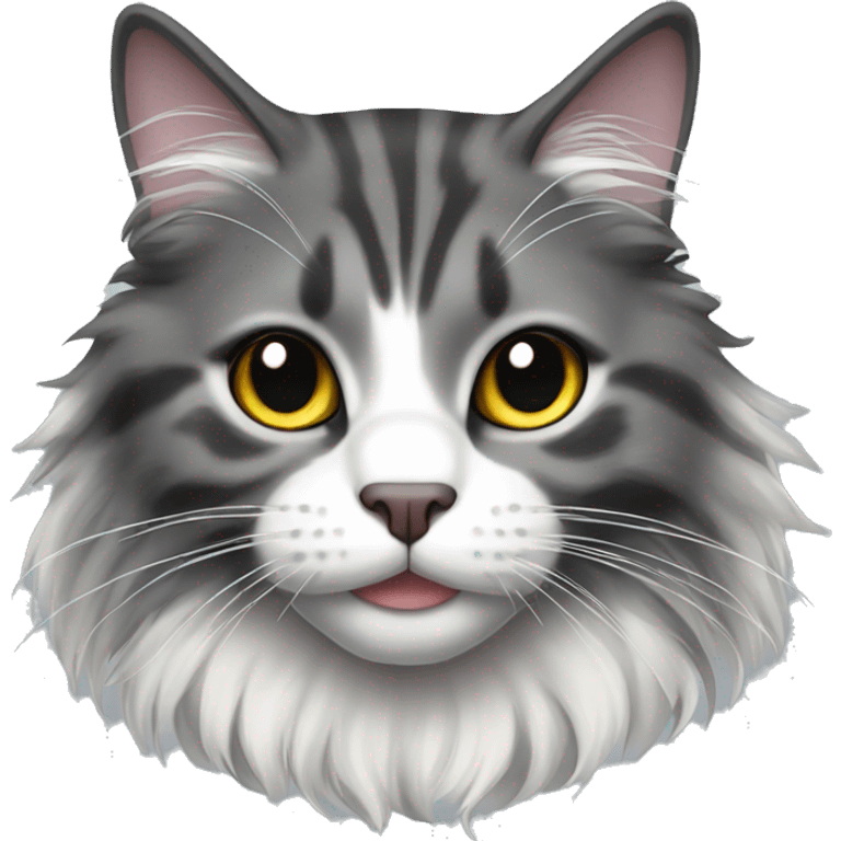 Dark grey white maincoon cat emoji