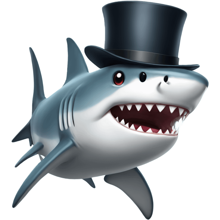 Shark with a top hat emoji