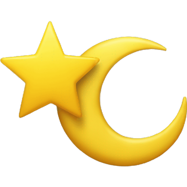 yellow star hanging from end of yellow crescent moon emoji