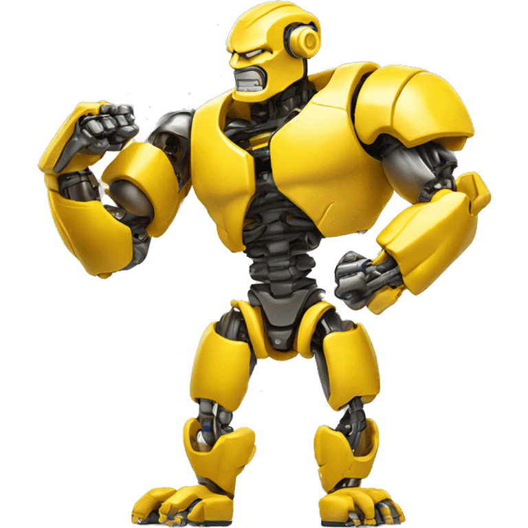 Yellow mechanical cyborg bicep that’s flexing emoji