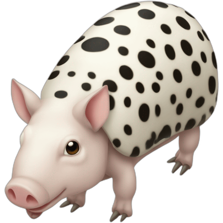 White pig armadillo cow centipede insect with black spots emoji