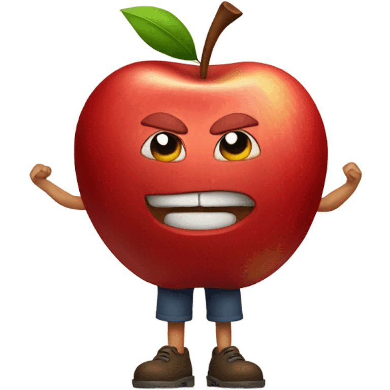 Personified red Apple with arms and legs emoji