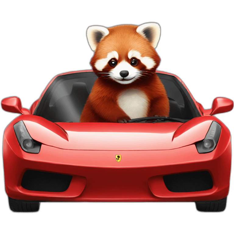 Red panda in a ferrari emoji