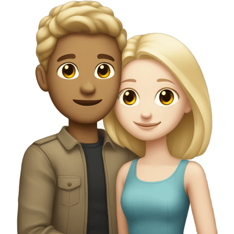 A handsome light skin guy hugging a pale skin girl emoji