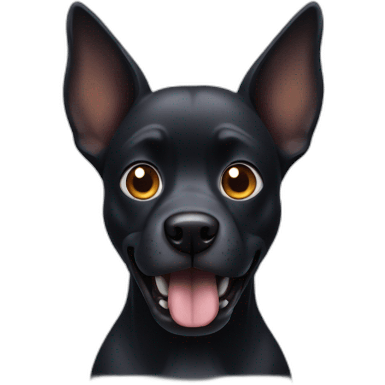 dark scary dog with ears perked emoji