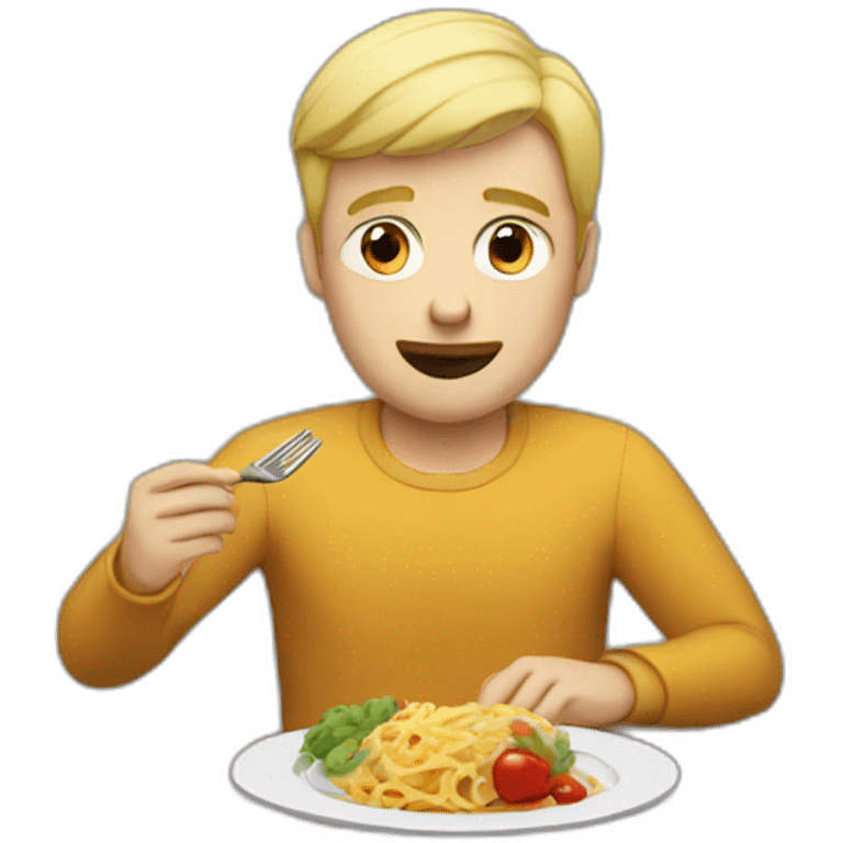 blonde man eating dinner emoji