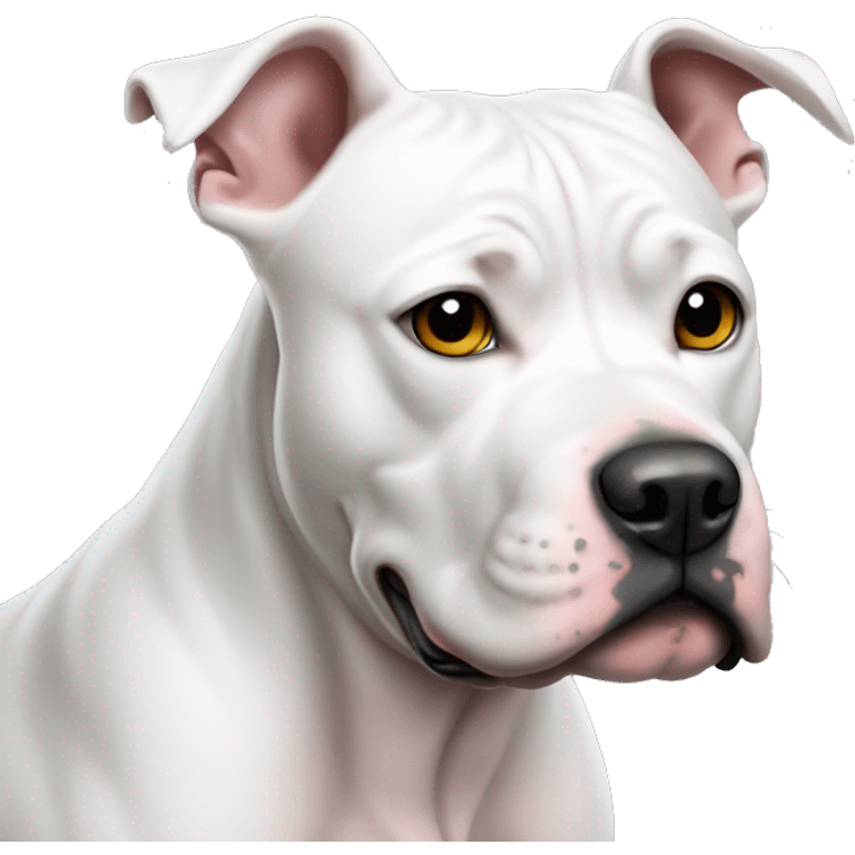 perro pitbull blanco con manchitas negras en sus orejas emoji