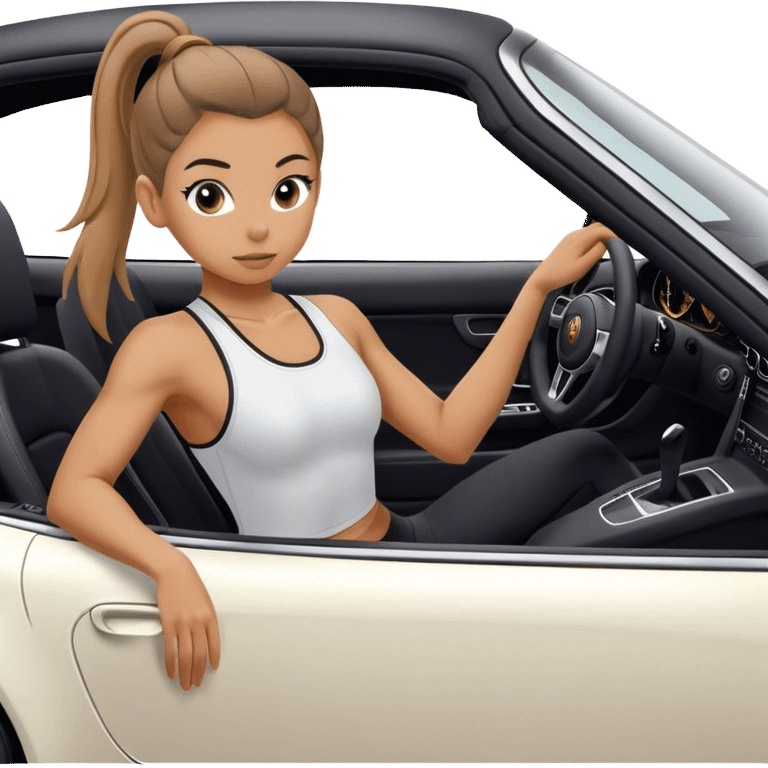 Beautiful pilates girl in porsche 911 emoji