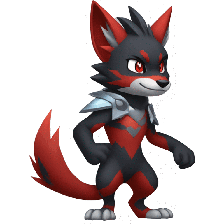 Black Cool Edgy Anthro Quilava Litten Zoroark Zorua Fakémon  with White and Red Edgy markings emoji