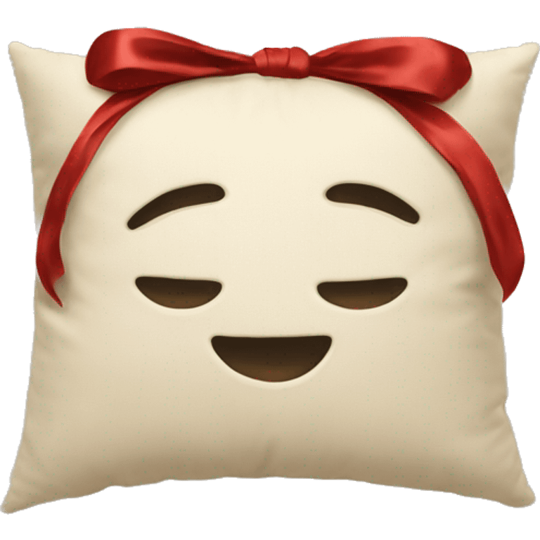 Aesthetic biege pillow with a red bow emoji