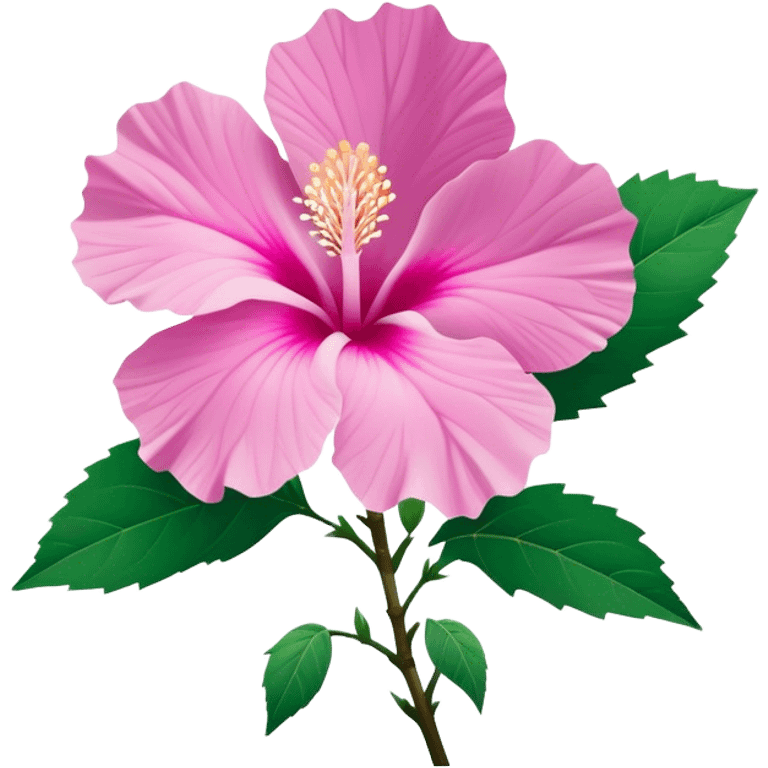 Cinematic Realistic image of a Mugunghwa flower (Rose of Sharon), rendered with delicate petal textures and vibrant pink hues, set against a minimalist background with gentle, diffused lighting that highlights its national significance emoji