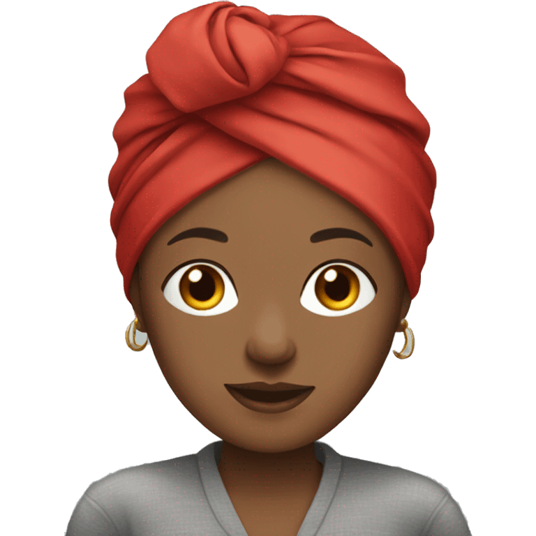 Black women wearing red head wrap and grey shirt  emoji