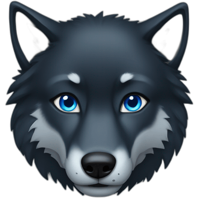 black wolf with blue eyes emoji