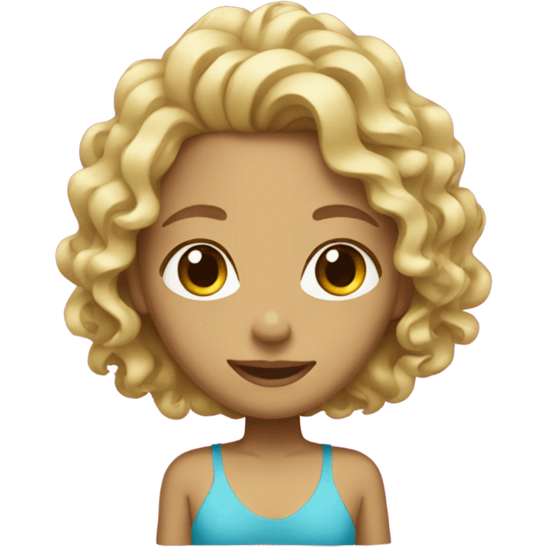 girl with curly blonde hair and a tan swimming  emoji