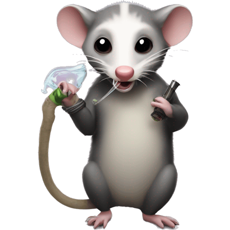 Opossum with bong emoji