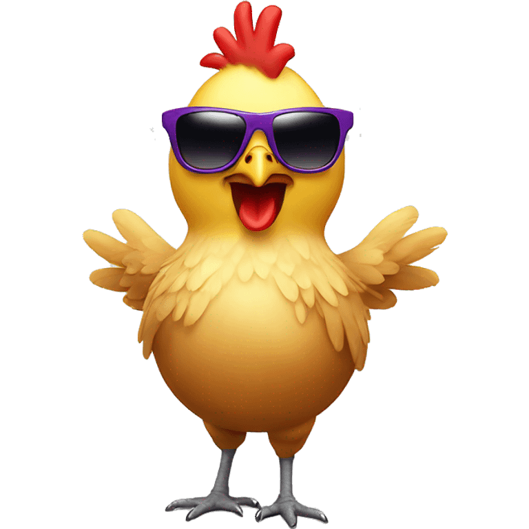 chicken with sunglasses dancing rave lights emoji