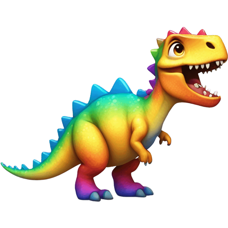 Rainbow dinosaur crying emoji