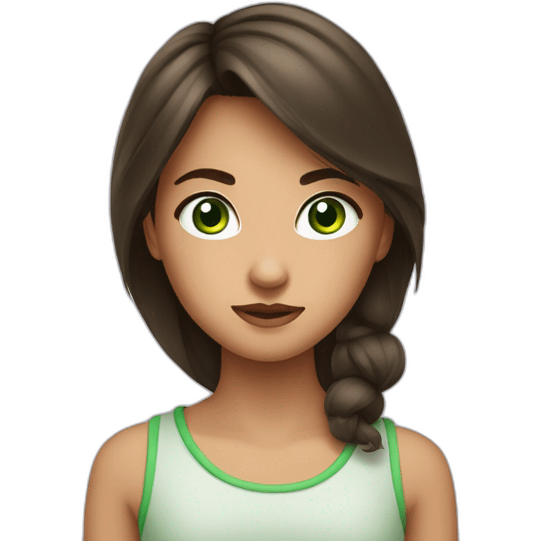 Fille brune yeux vert emoji