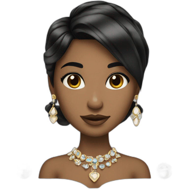 elegant black-haired girl with jewelry. emoji