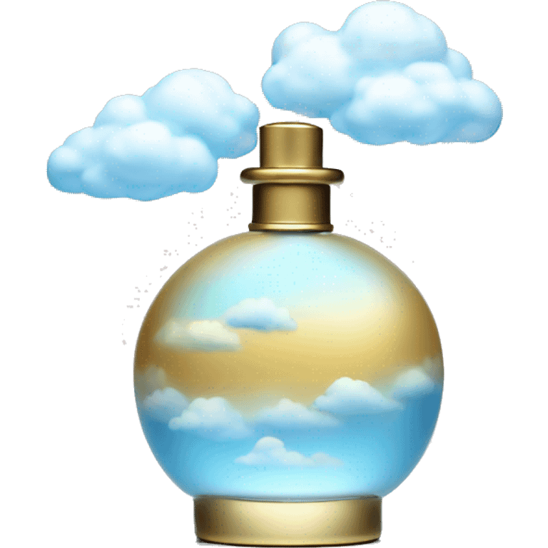 blue sky perfume bottle with white cloud holder emoji