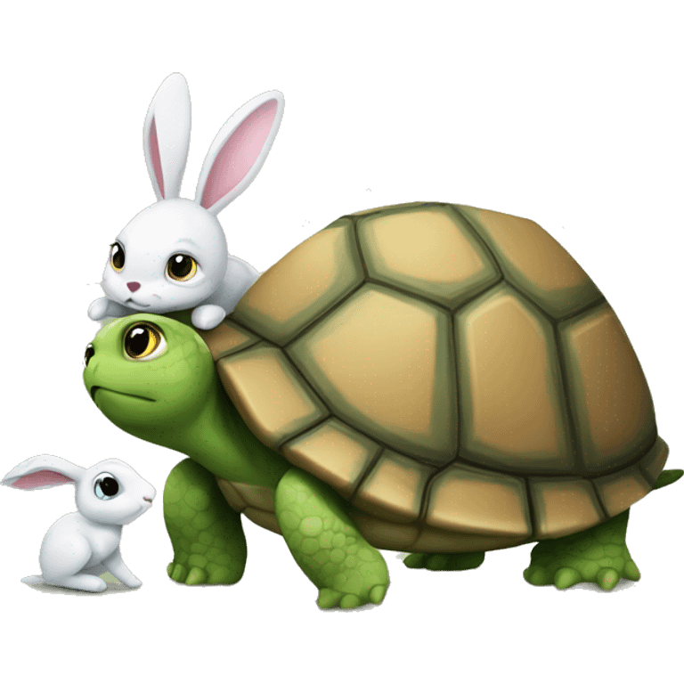 Turtle and bunny playing emoji