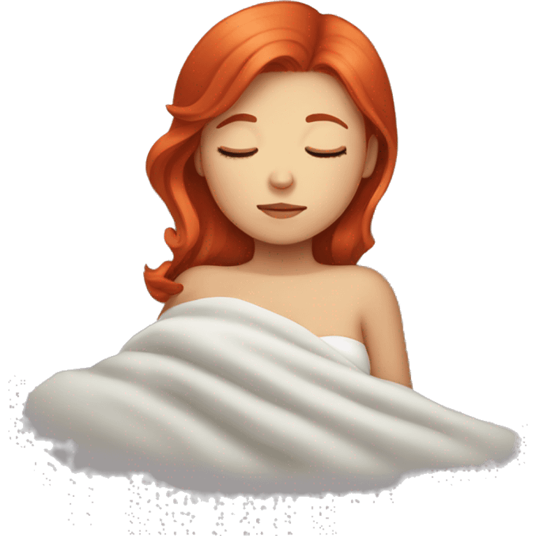 Girl sleeping with red hair emoji