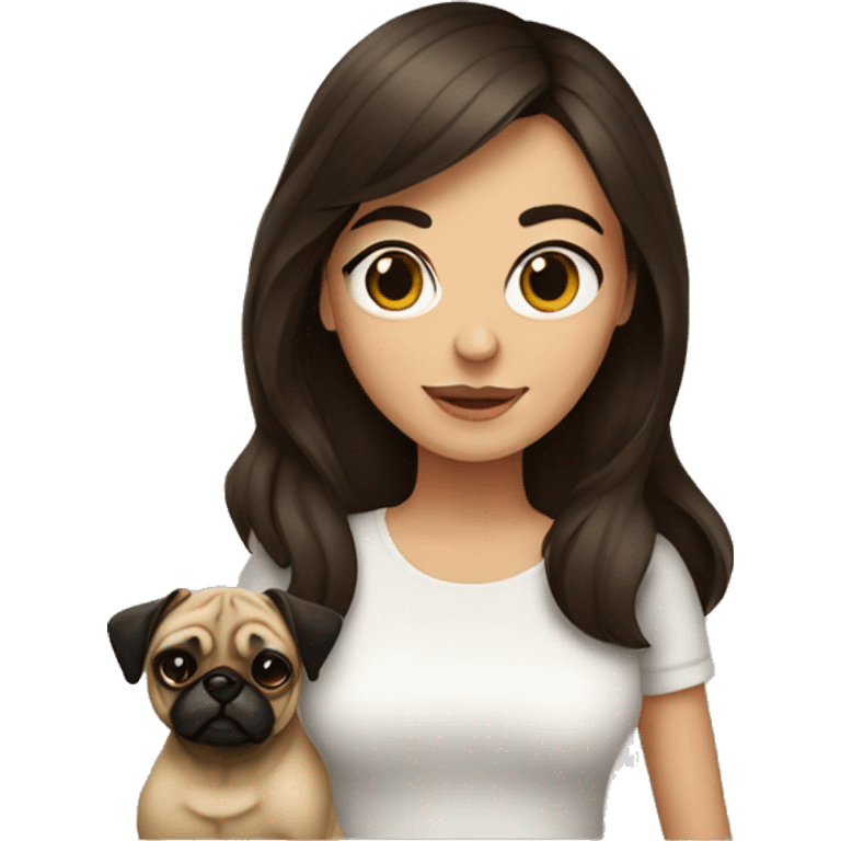 Brunette girl with a Pug  emoji