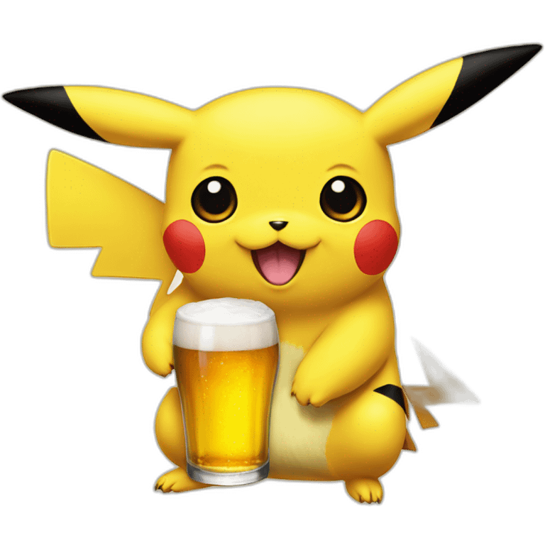 Pikachu avec une bière emoji