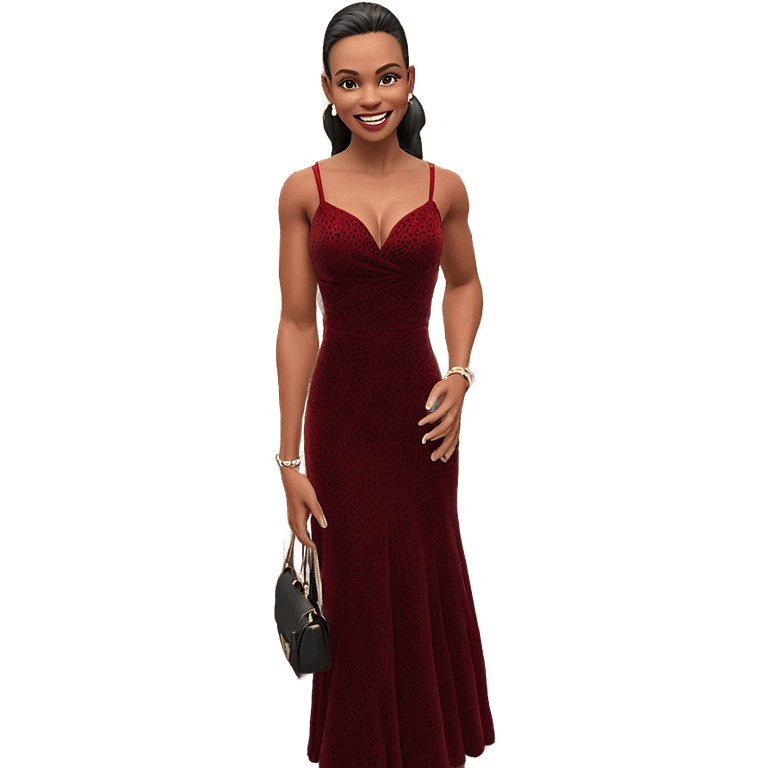 smiling girl in red dress emoji