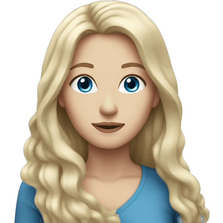 white woman with long hair and blue eyes emoji