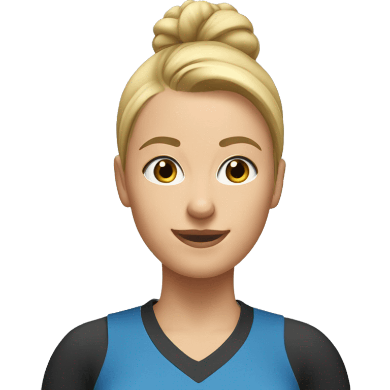 blonde teacher with high bun/ponytail in gym clothes emoji