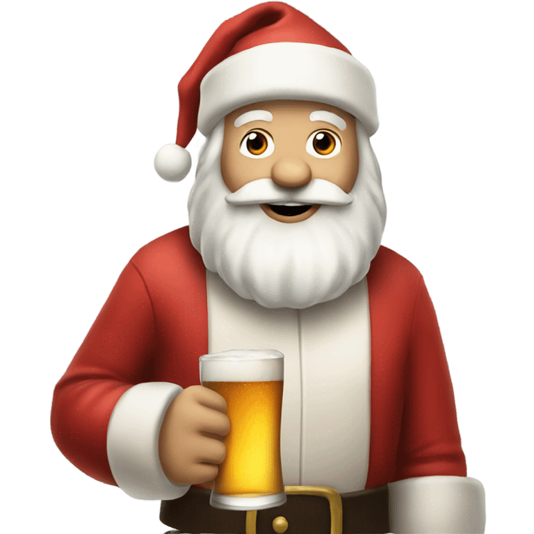 Santa drinking beer emoji