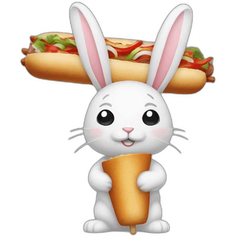 Lapin qui court derriere un kebab emoji