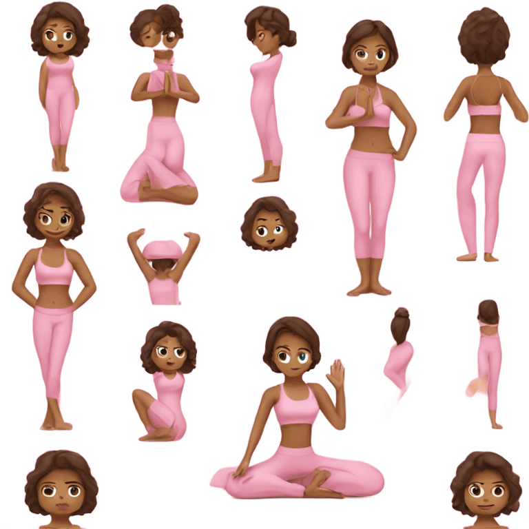 brunette yoga girl light pink clothes n emoji