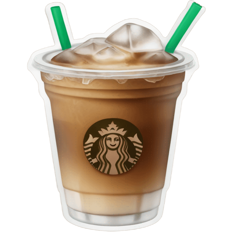 Starbuck ice coffee with ice cubes emoji