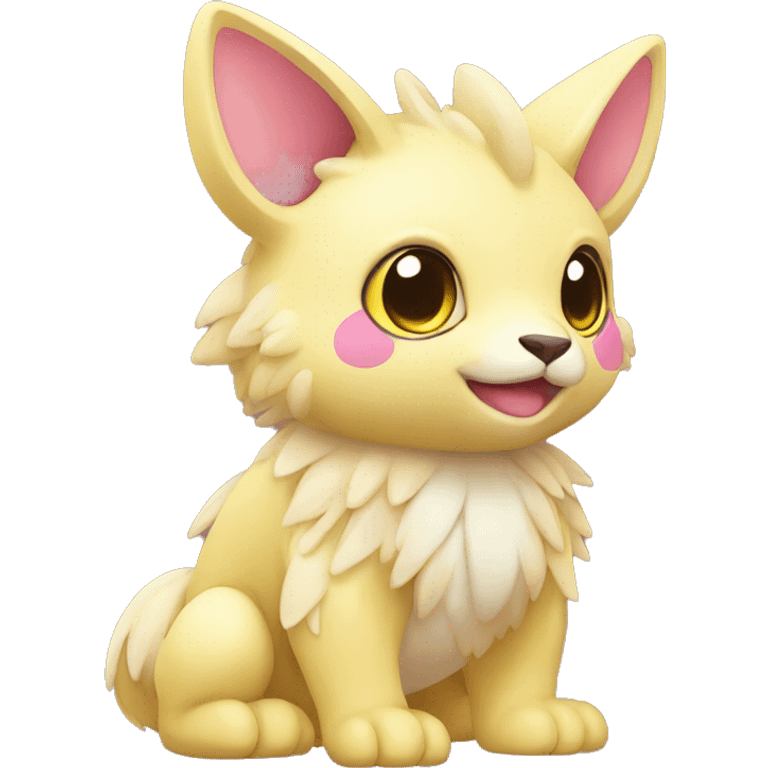 Cute cool beige yellow pink animal hybrid Fakemon full body emoji