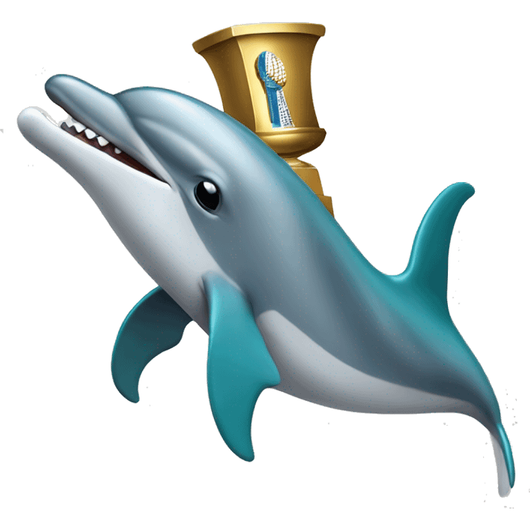 Dolphin holding a Super Bowl trophy  emoji